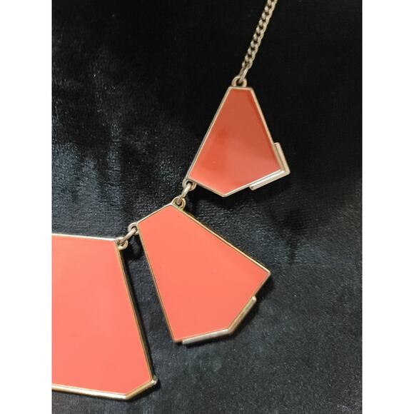 Women's Coral Geometric Statement Necklace with Lobster Clasp by Mark Avon - Picture 4 of 7